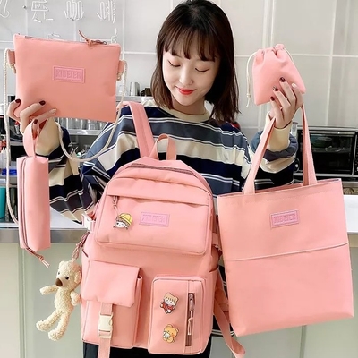 여학교 백 세트 캔버스 5 부분 배낭 세트 붕대  연필 가방 ODM