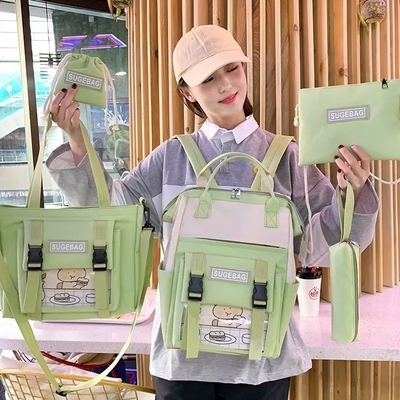 녹색 배낭은 노트북 학생들에게 오래가는 책 가방 소녀를 할당합니다